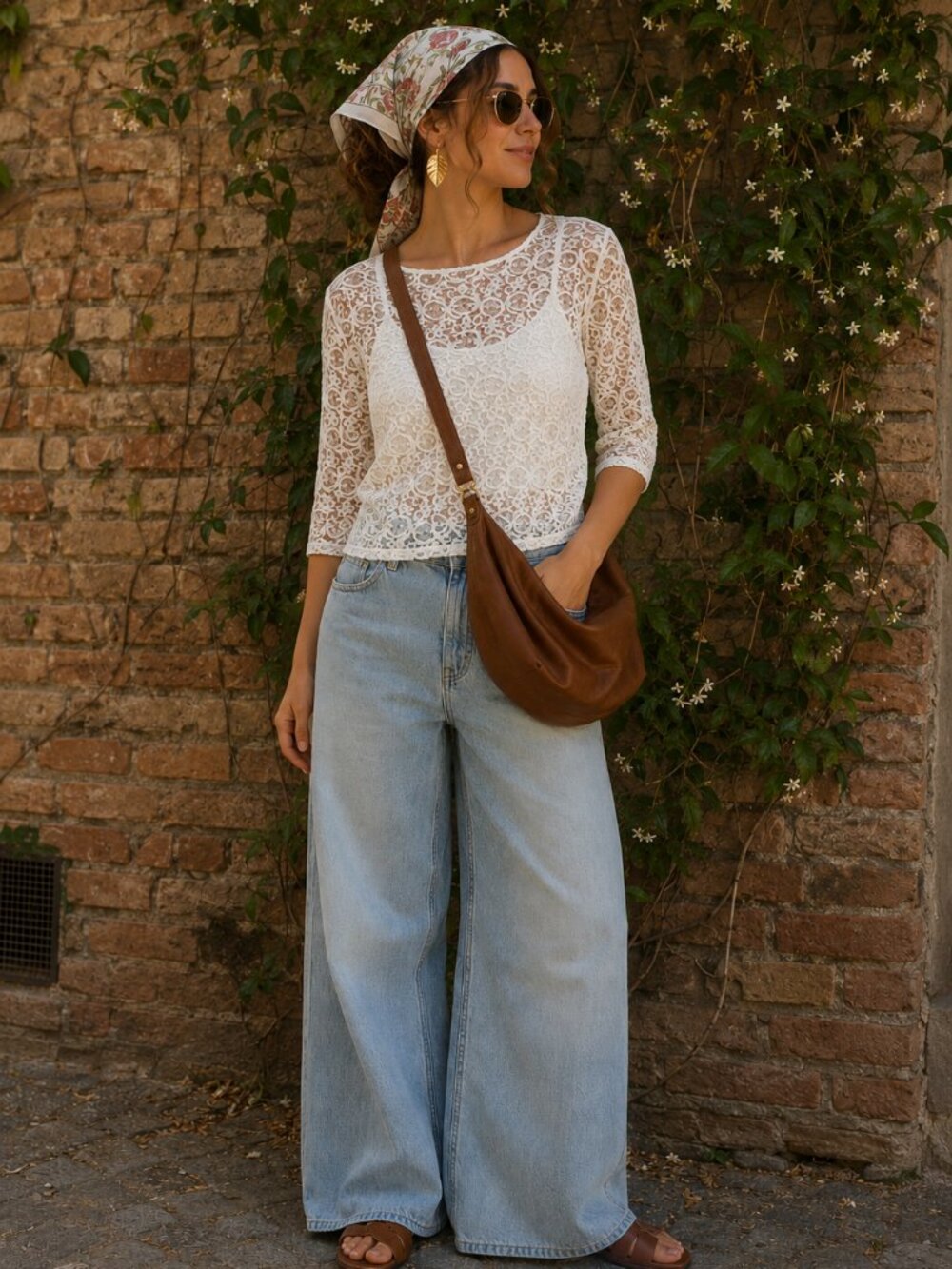 LOFT Sheer Lace Top Sz M Ivory 3/4 Sleeve BOHO Fairy Cottagecore Coastal Cowgirl